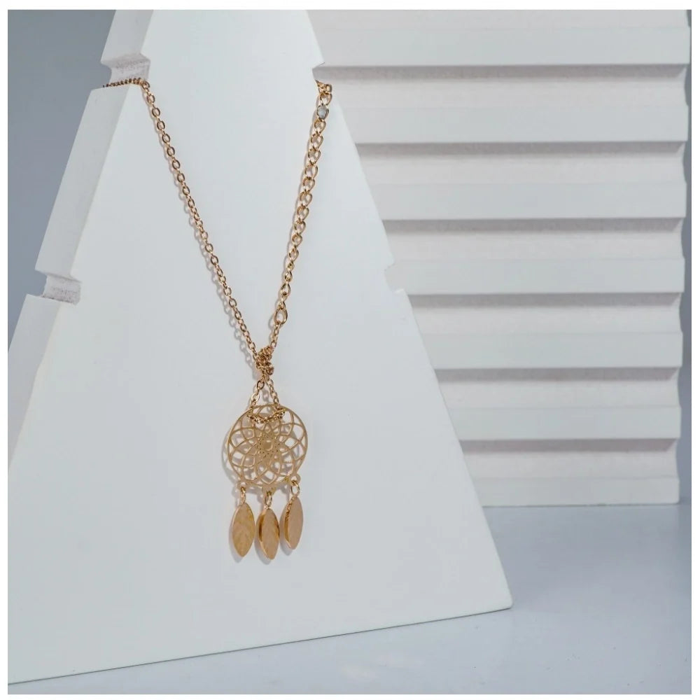 Gold-Plated Stainless Steel Dreamcatcher Pendant Chain