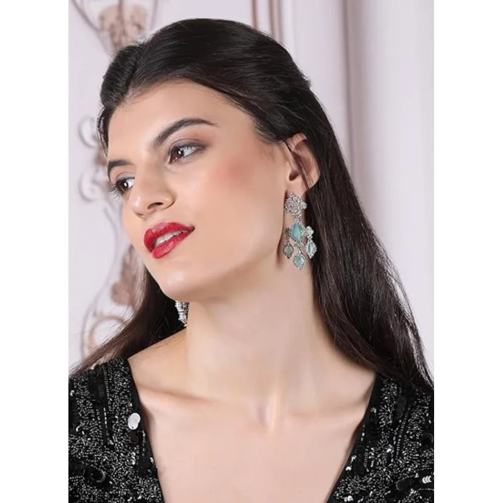 Turquoise Empress Cascading Teardrop Chandelier Earrings
