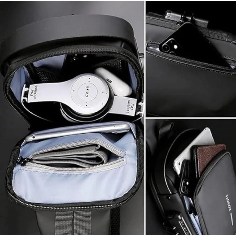 Waterproof Urban Sling Crossbody Backpack - Midnight Black