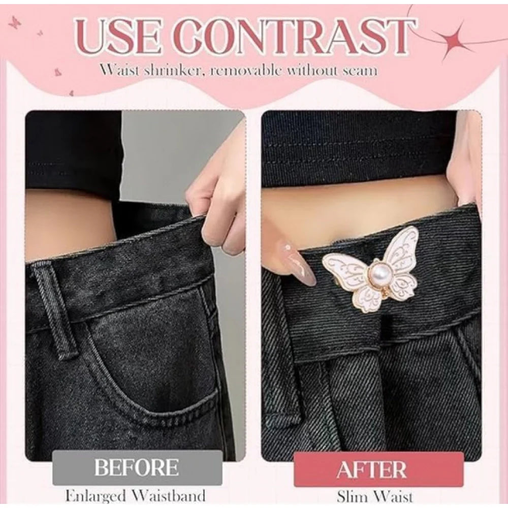 Pack of 3 Butterfly Instant Waist Tightener Clips for Jeans & Pants
