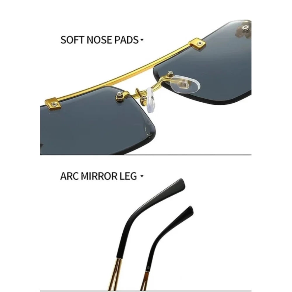 Vogue Rimless Square Sunglasses in Gradient Black & Gold