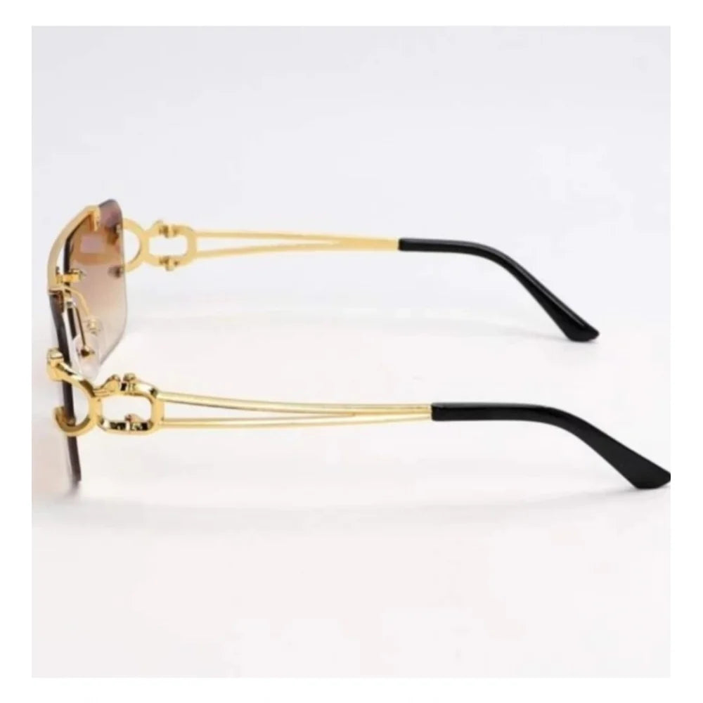 Aurelia Rimless Gold Accent Sunglasses – Brown Gradient