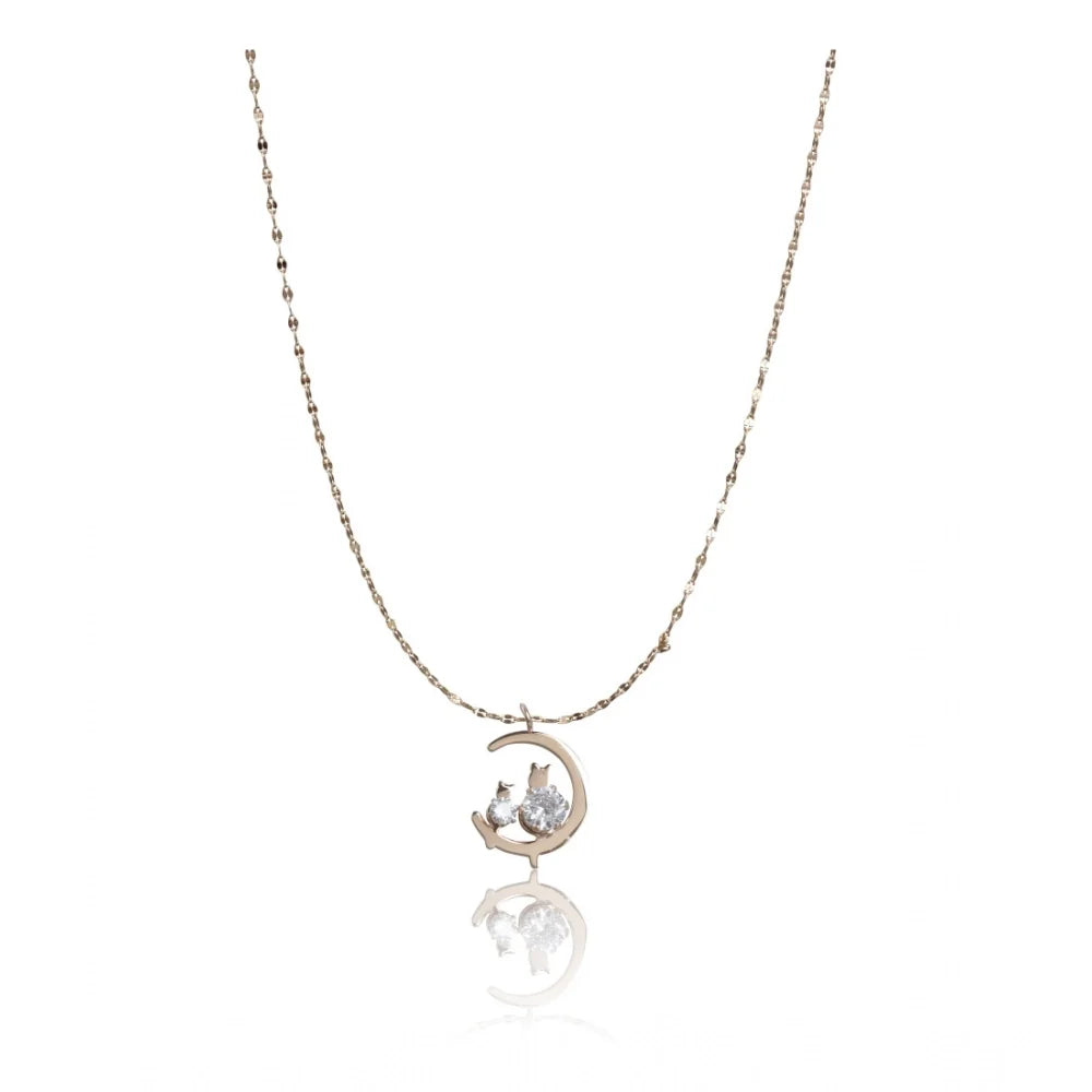 Celestial Grace: Gold Plated Stainless Steel Crescent Moon Pendant
