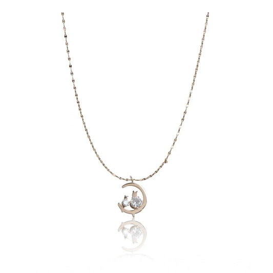 Celestial Grace: Gold Plated Stainless Steel Crescent Moon Pendant