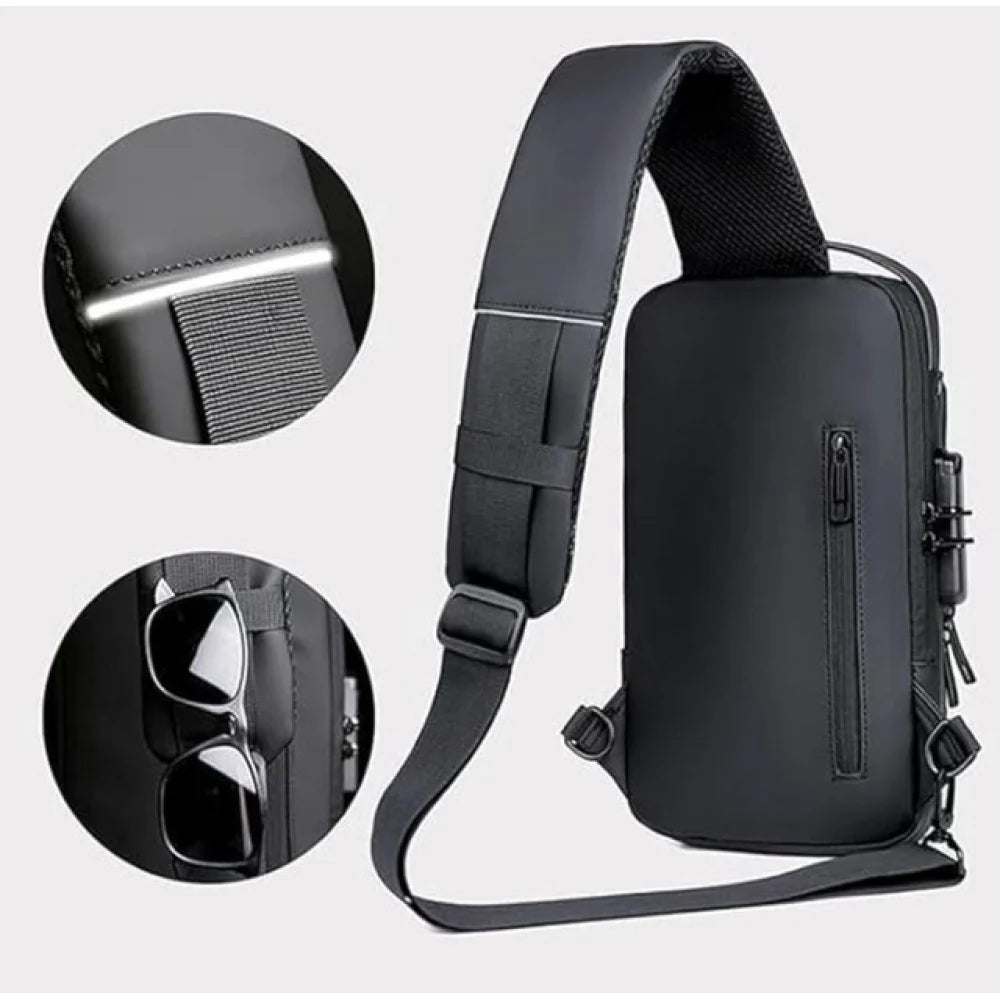 Waterproof Urban Sling Crossbody Backpack - Midnight Black
