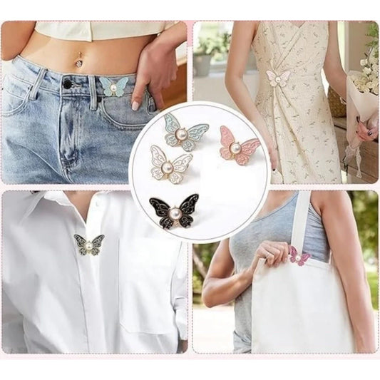 Pack of 3 Butterfly Instant Waist Tightener Clips for Jeans & Pants