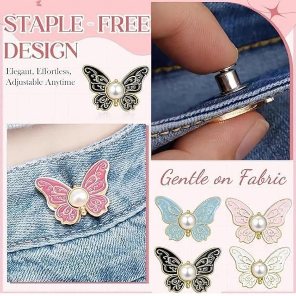 Pack of 3 Butterfly Instant Waist Tightener Clips for Jeans & Pants