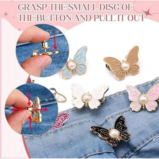 Pack of 3 Butterfly Instant Waist Tightener Clips for Jeans & Pants